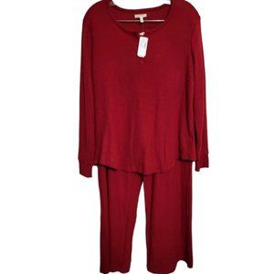 Maurices Sleepwear Maroon Waffle Knit Two Piece Set,Size M (top) L (bottoms) NWT
